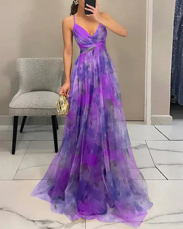 Elegantes Maxikleid mit Blumendruck für Damen Frühling 6