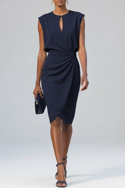 Elegantes Midi Cocktailkleid mit Schlüssel-Ausschnitt | Damenmode 1
