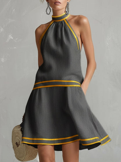 Elegantes Neckholder-Minikleid | Baumwoll-Leinen-Mischung 1