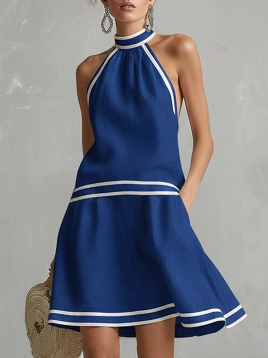 Elegantes Neckholder-Minikleid | Baumwoll-Leinen-Mischung 2