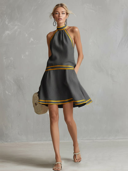 Elegantes Neckholder-Minikleid | Baumwoll-Leinen-Mischung 8