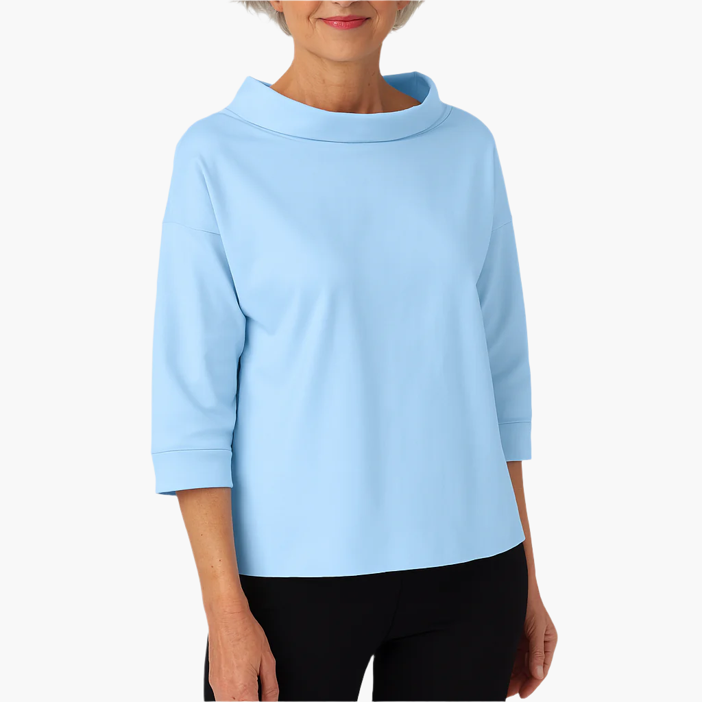 Elegantes Oberteil mit Stehkragen | Damen 3/4-Ärmel Shirt 1
