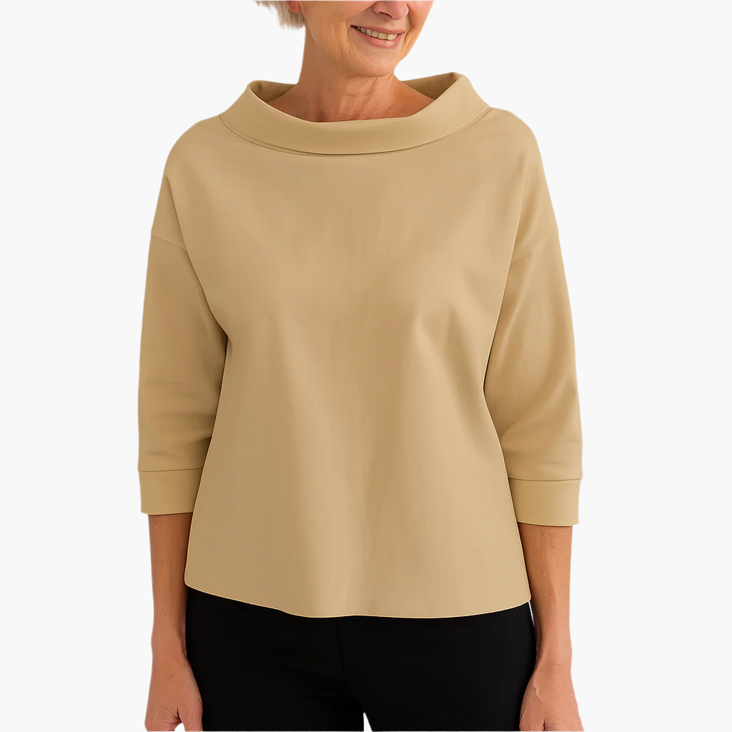 Elegantes Oberteil mit Stehkragen | Damen 3/4-Ärmel Shirt 5