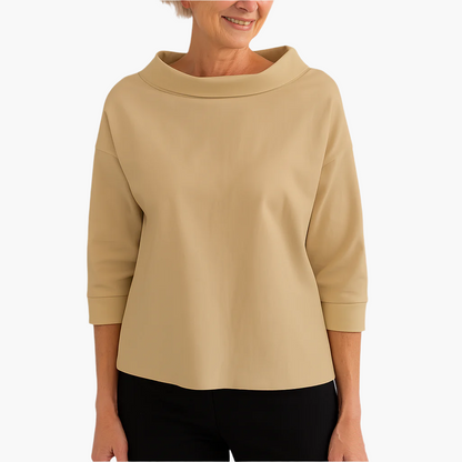 Elegantes Oberteil mit Stehkragen | Damen 3/4-Ärmel Shirt 5