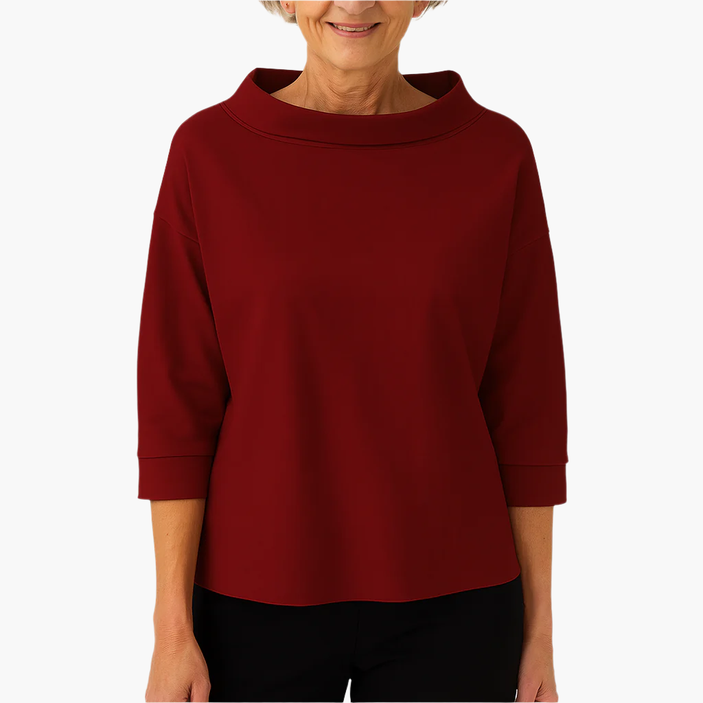 Elegantes Oberteil mit Stehkragen | Damen 3/4-Ärmel Shirt 6