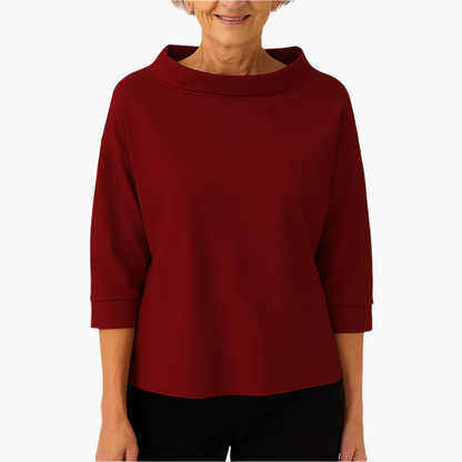 Elegantes Oberteil mit Stehkragen | Damen 3/4-Ärmel Shirt 6