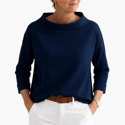Elegantes Oberteil mit Stehkragen | Damen 3/4-Ärmel Shirt 7