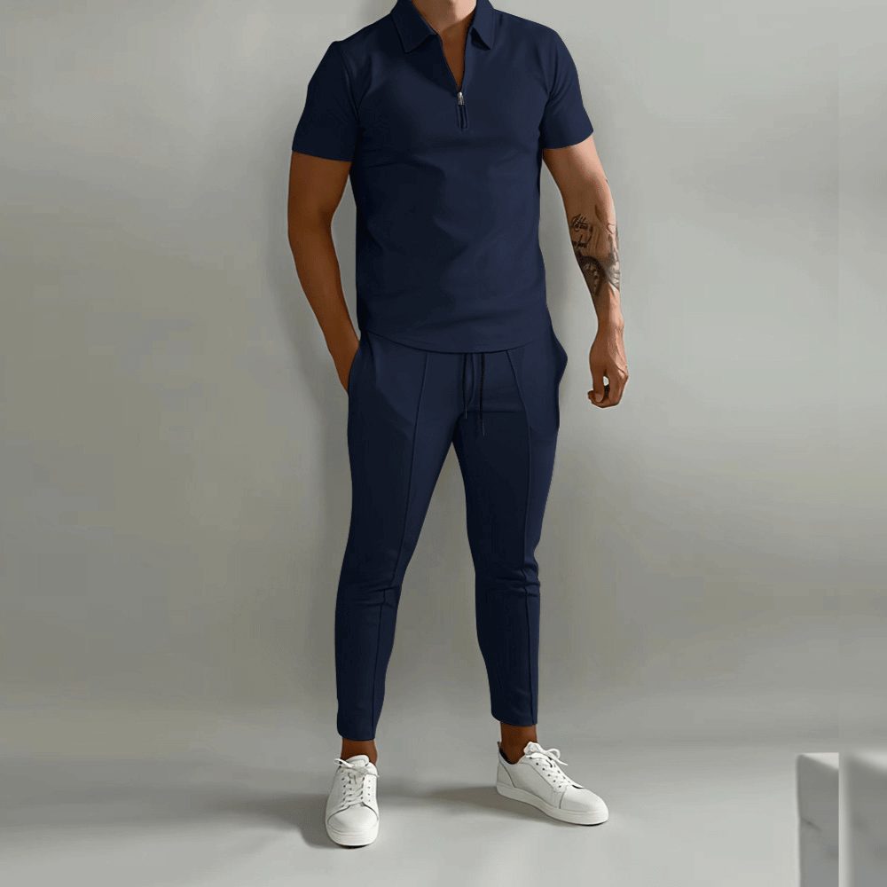 Elegantes Poloshirt und Hose Set für Herren | Smart-Casual Outfit 0