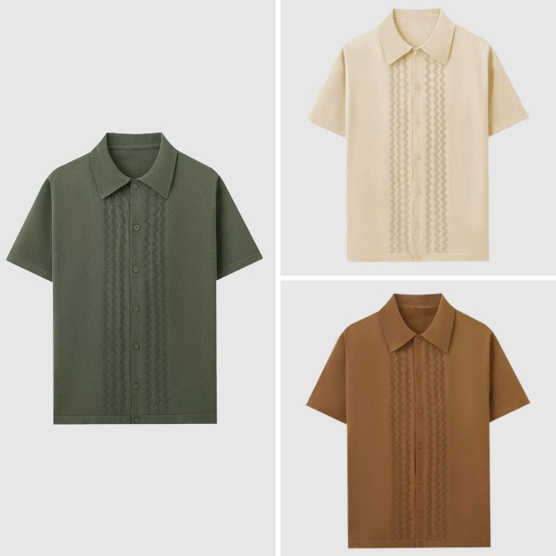 Elegantes Sommer-Strickhemd | Herren Hemd Kurzarm 3