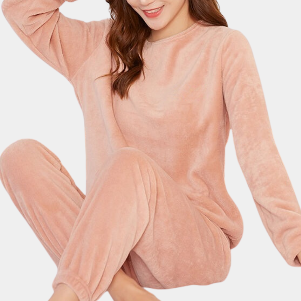 Elina Damen Fleece-Pyjama Set Warm Weich Komfortabel 3