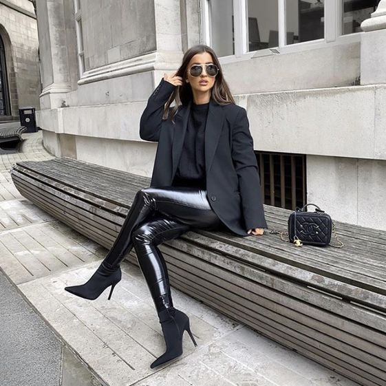 Eng geschnittene Lederhose | Moderne Damen Tight Pants 4