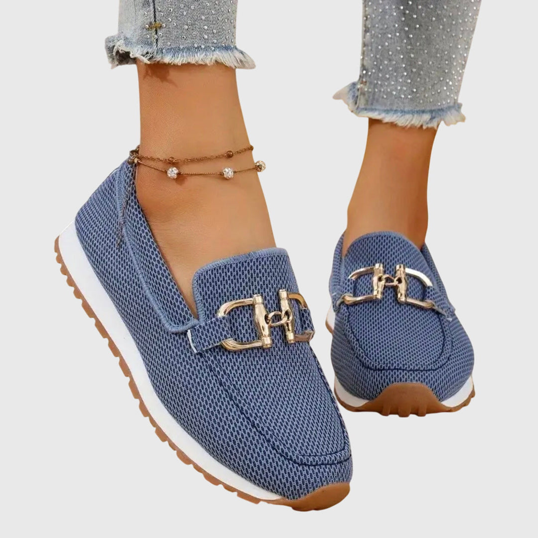 Fabianna Damen-Loafer mit Schnalle und Strukturfinish 0