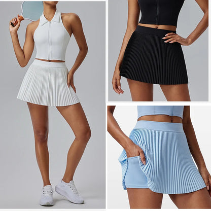 Faltenrock für Frauen | Sportlicher Tennisrock aus Polyester 1