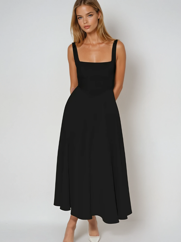 Figurbetontes Midikleid mit Quadrat-Ausschnitt | Damenmode 0
