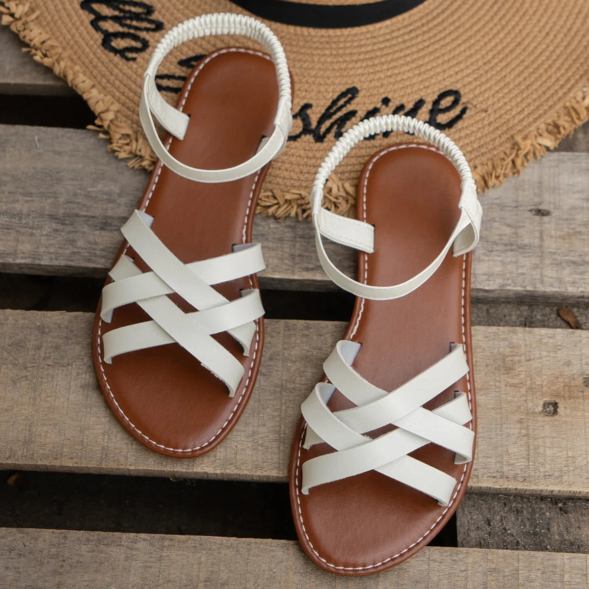 Flache Sandalen Damen | Römische Sommerschuhe für Alltag 2