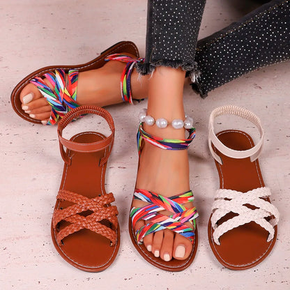 Flache Sandalen Damen | Römische Sommerschuhe für Alltag 5