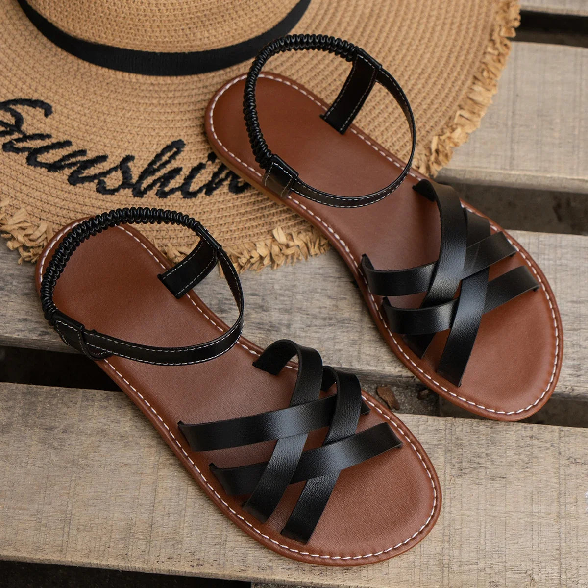 Flache Sandalen Damen | Römische Sommerschuhe für Alltag 8