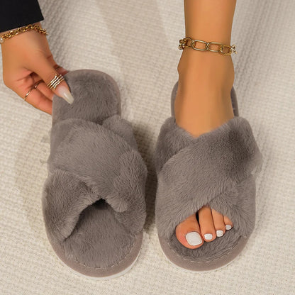 Flauschige Hausschuhe Damen | Offene Zehen Pantoffeln 9