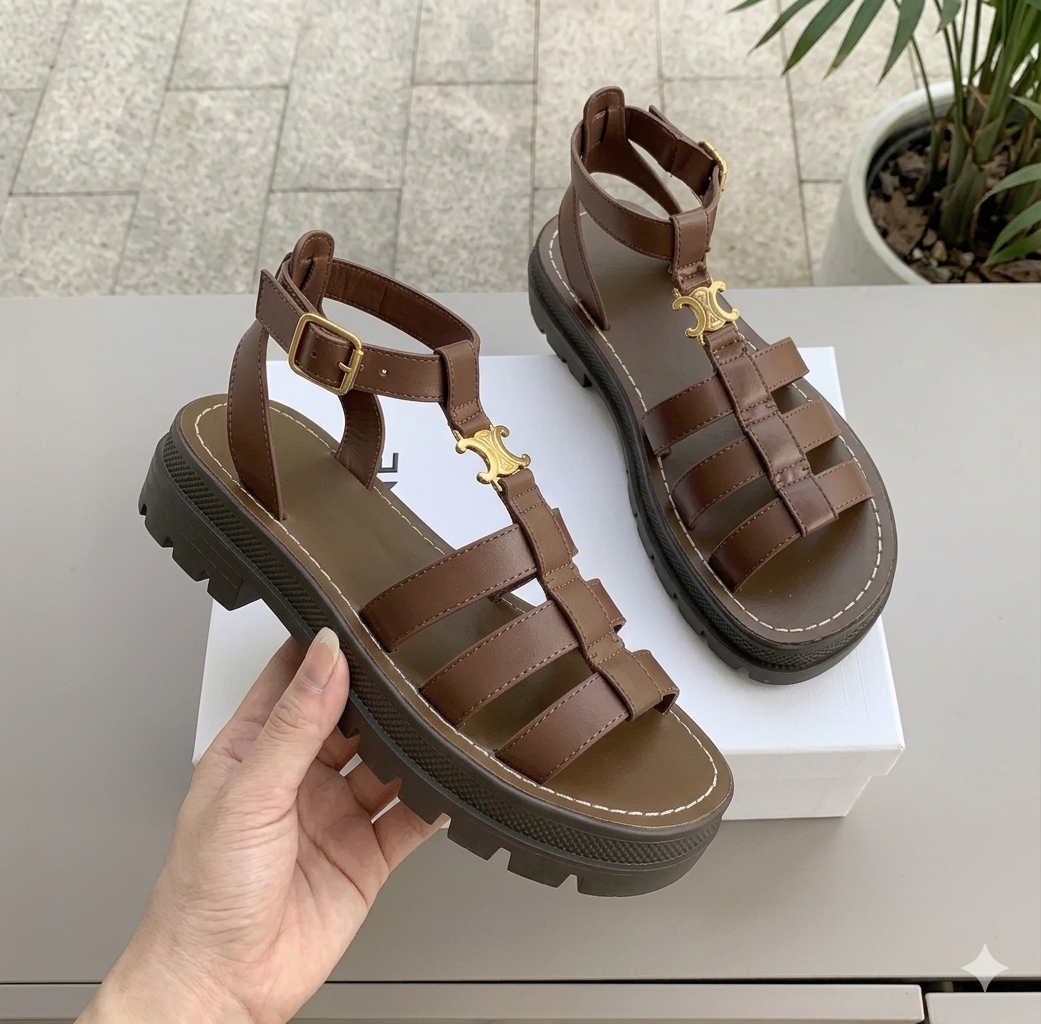 Geflochtene Damen Sandalen | Slip-on mit dicker Sohle Sommer 0