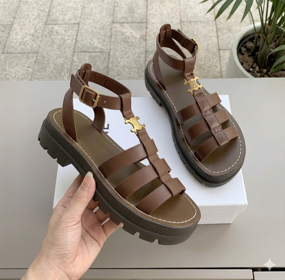 Geflochtene Damen Sandalen | Slip-on mit dicker Sohle Sommer 0