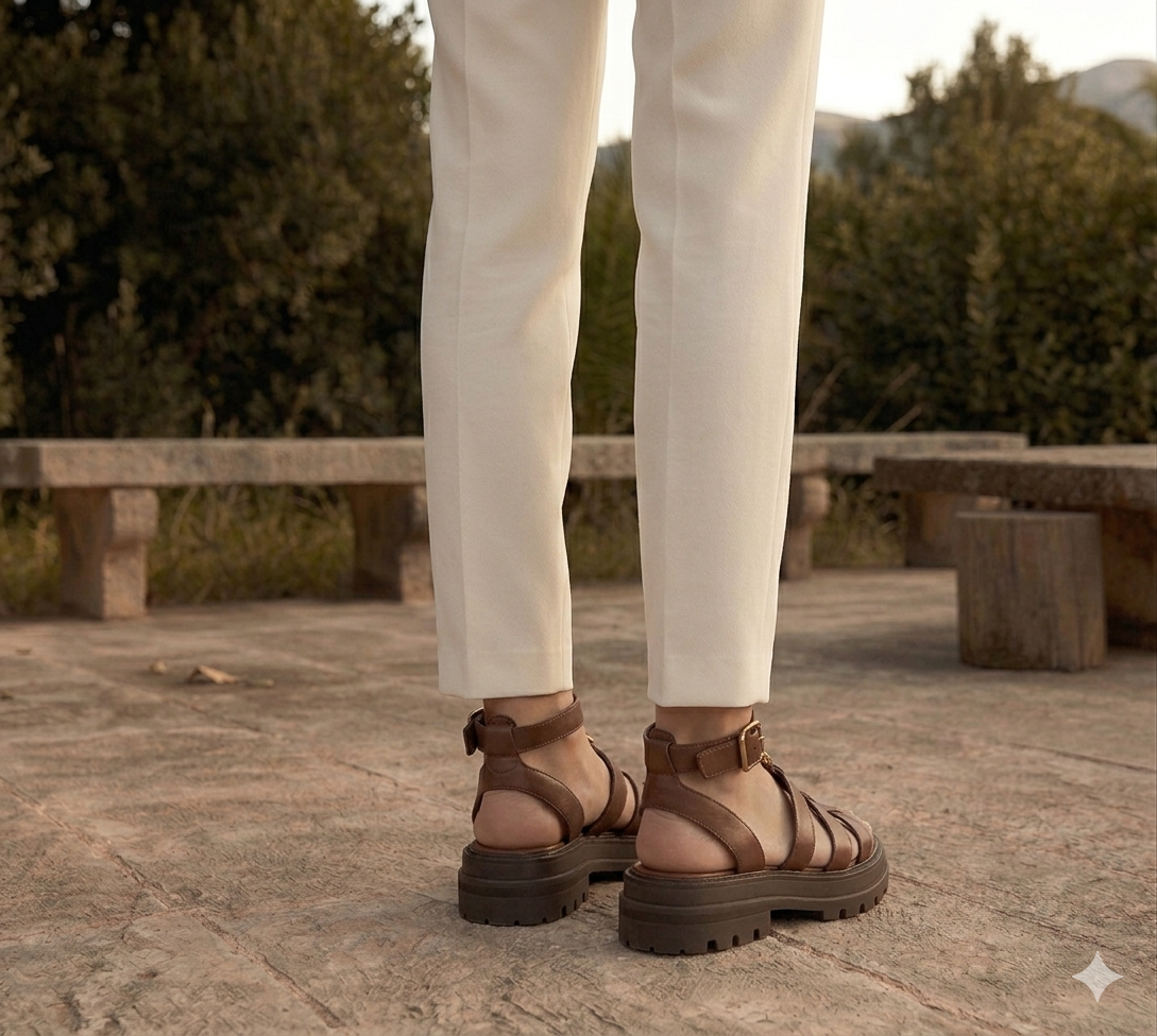 Geflochtene Damen Sandalen | Slip-on mit dicker Sohle Sommer 2