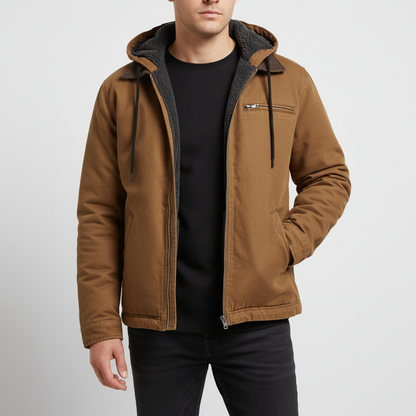 Gefütterte Herren Lederjacke Kendrick | Übergangsjacke mit Kapuze 0