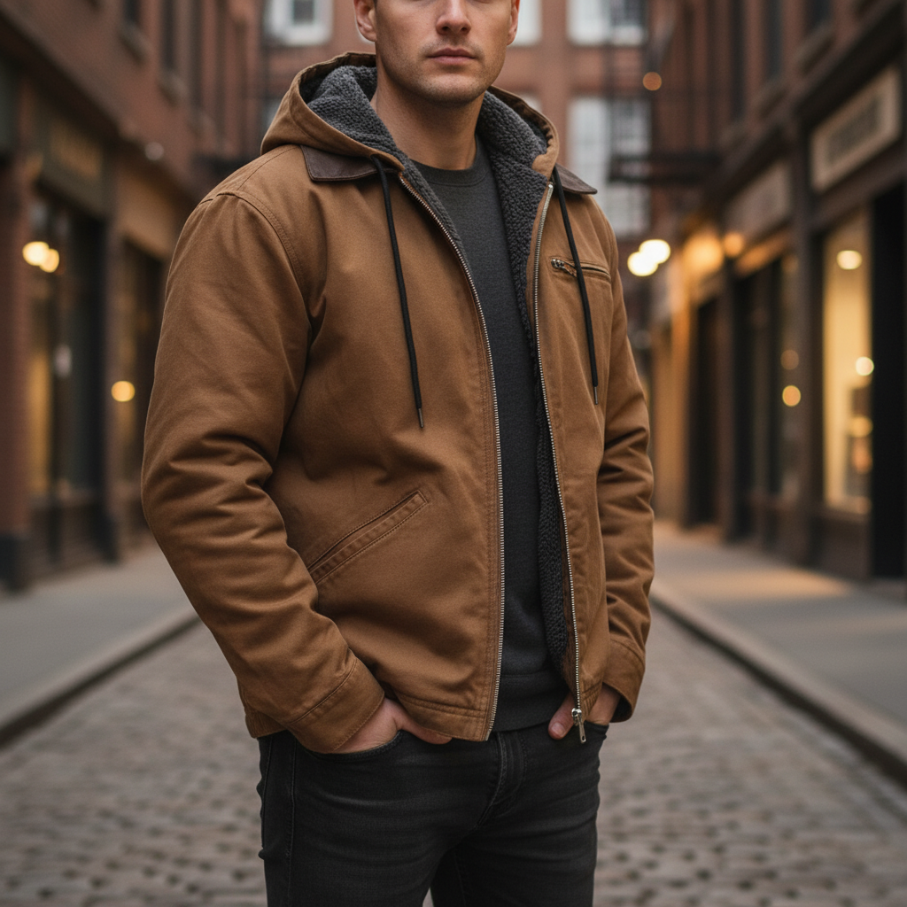Gefütterte Herren Lederjacke Kendrick | Übergangsjacke mit Kapuze 1