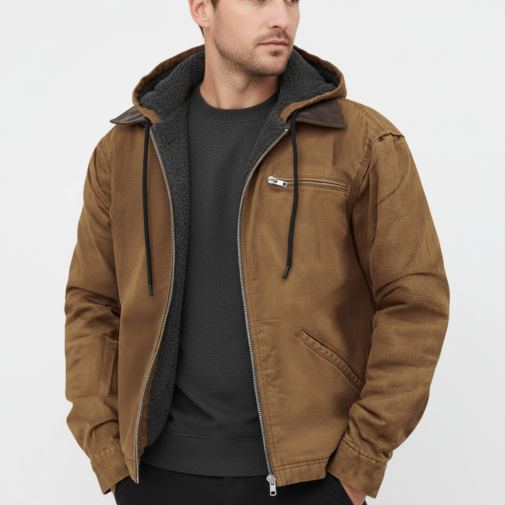 Gefütterte Herren Lederjacke Kendrick | Übergangsjacke mit Kapuze 2