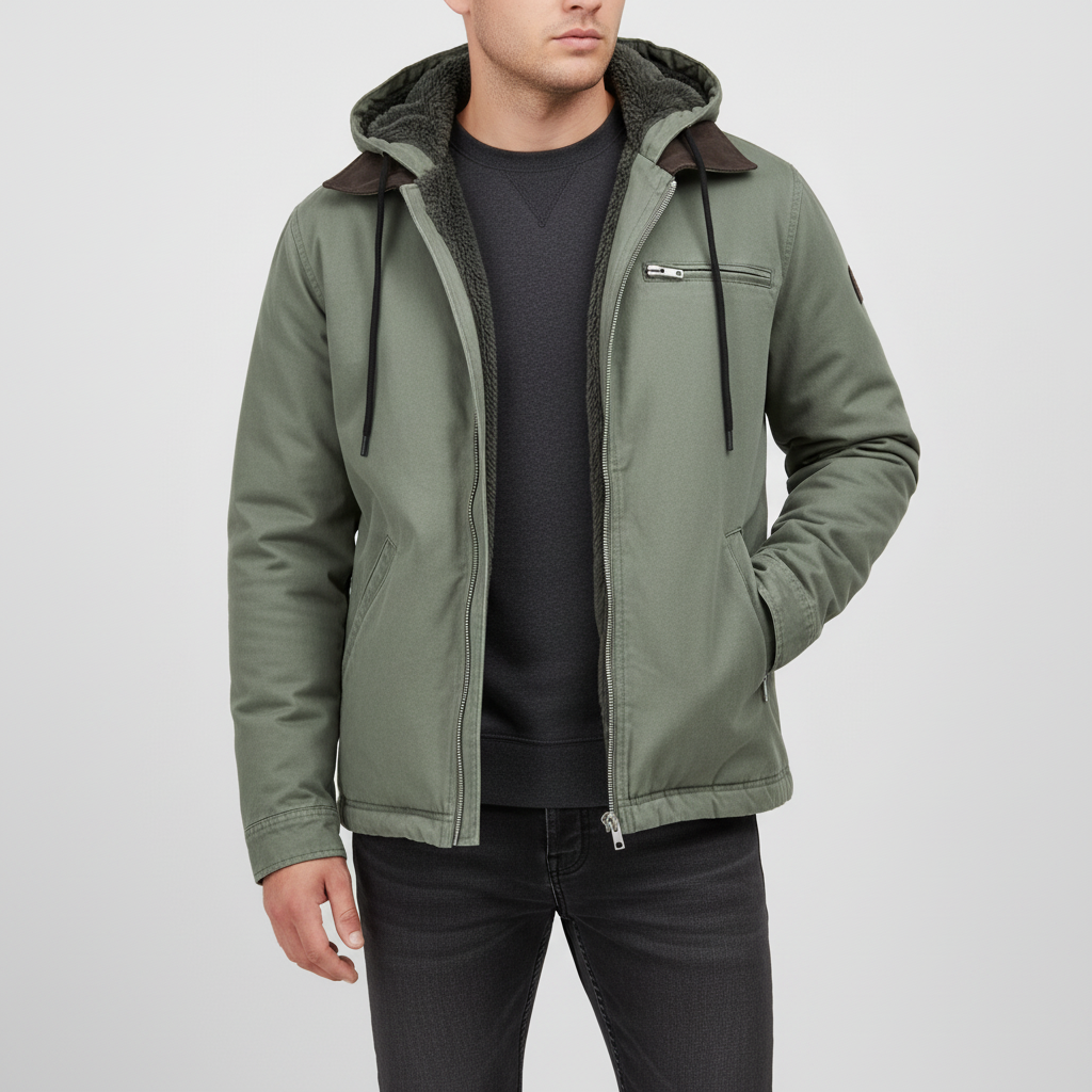 Gefütterte Herren Lederjacke Kendrick | Übergangsjacke mit Kapuze 4