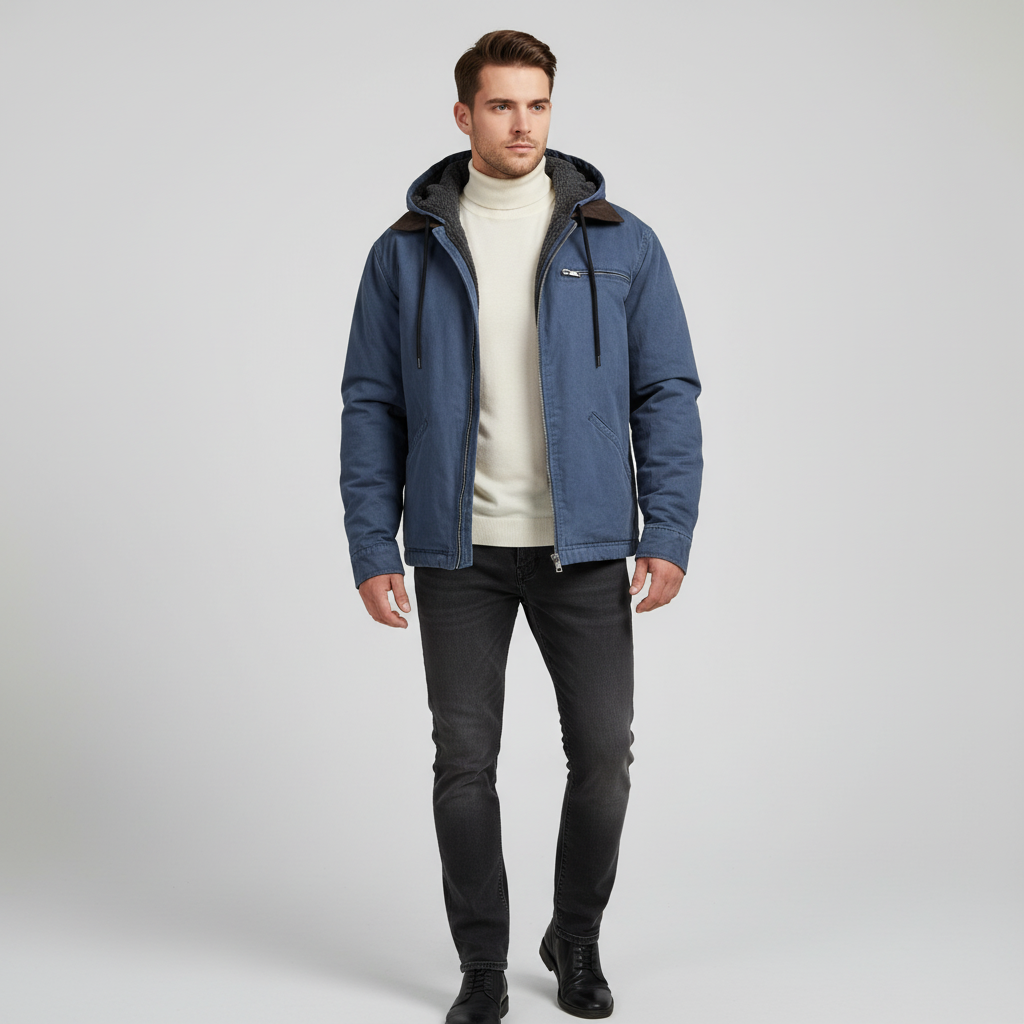 Gefütterte Herren Lederjacke Kendrick | Übergangsjacke mit Kapuze 5
