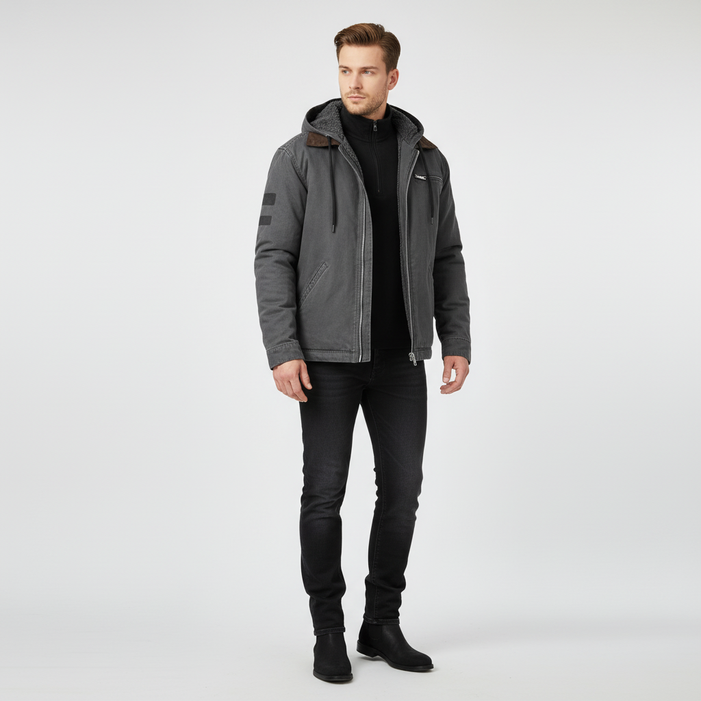 Gefütterte Herren Lederjacke Kendrick | Übergangsjacke mit Kapuze 6