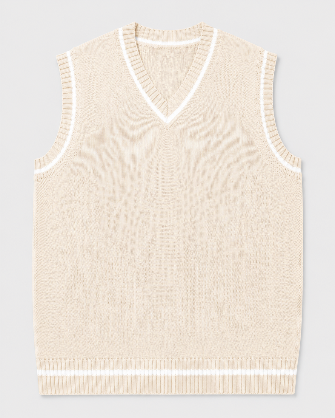 Gestrickte Pulloverweste Herren mit V-Ausschnitt und geripptem Saum 7
