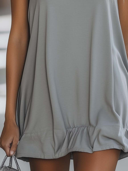 Graues ärmelloses Minikleid im Hoodie-Stil | Lässiges Kleid 4