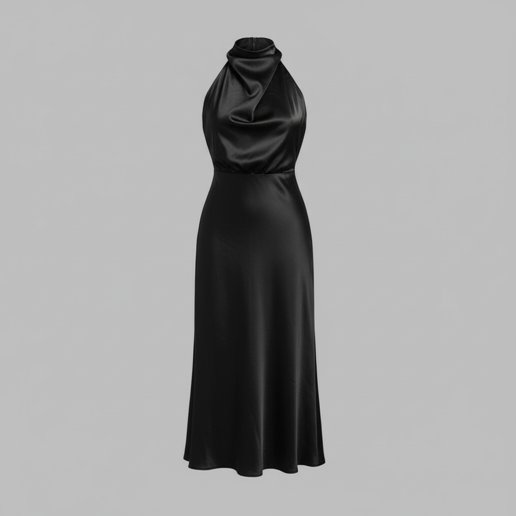 Halfter Abendkleid Damen | Elegantes Midi Kleid für Hochzeit