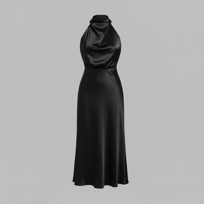 Halfter Abendkleid Damen | Elegantes Midi Kleid für Hochzeit