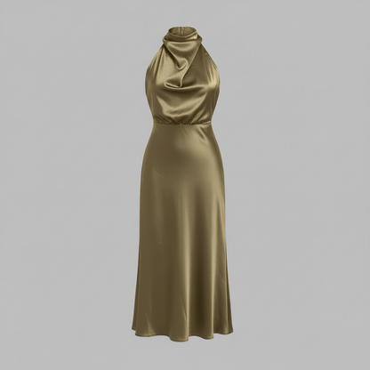 Halfter Abendkleid Damen | Elegantes Midi Kleid für Hochzeit