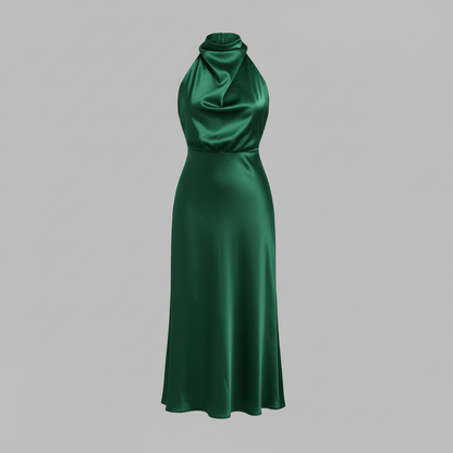 Halfter Abendkleid Damen | Elegantes Midi Kleid für Hochzeit