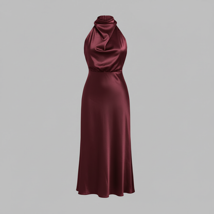 Halfter Abendkleid Damen | Elegantes Midi Kleid für Hochzeit