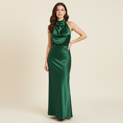 Halfter Abendkleid Damen | Elegantes Midi Kleid für Hochzeit