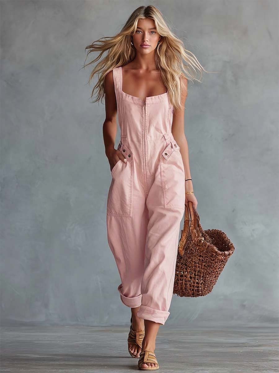 Hellgelber Denim-Jumpsuit | Lässiger Overall für Damen 1