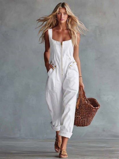 Hellgelber Denim-Jumpsuit | Lässiger Overall für Damen 2