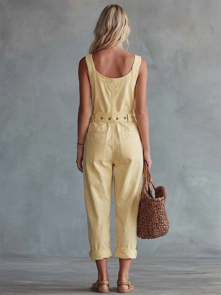 Hellgelber Denim-Jumpsuit | Lässiger Overall für Damen 4