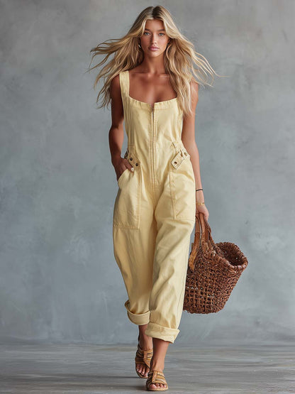 Hellgelber Denim-Jumpsuit | Lässiger Overall für Damen 5