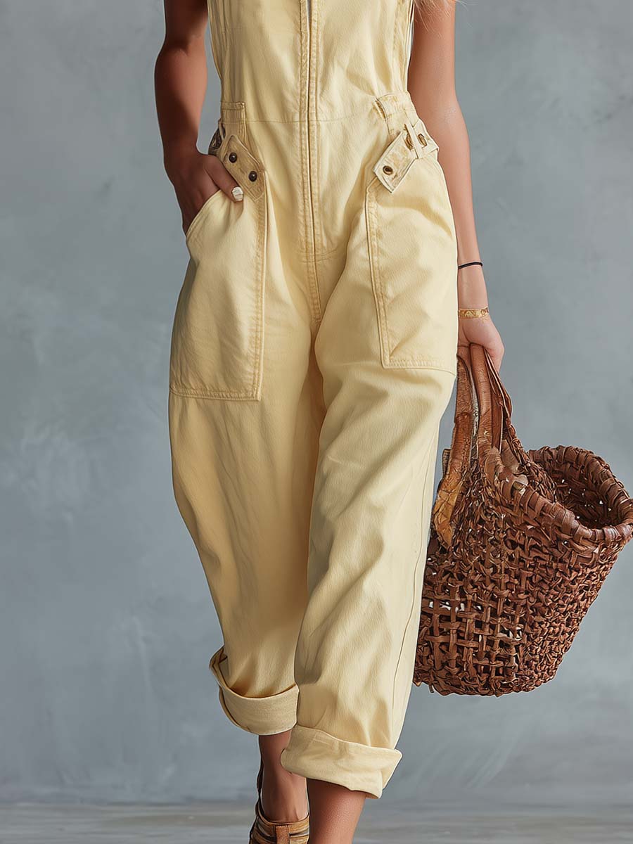 Hellgelber Denim-Jumpsuit | Lässiger Overall für Damen 7