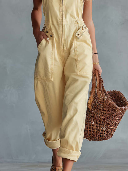 Hellgelber Denim-Jumpsuit | Lässiger Overall für Damen 7