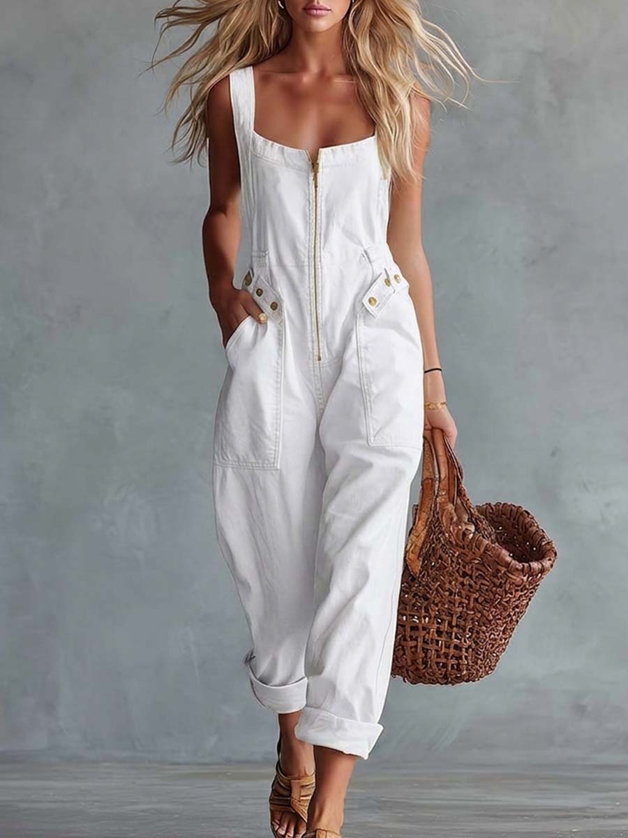 Hellgelber Denim-Jumpsuit | Lässiger Overall für Damen 9