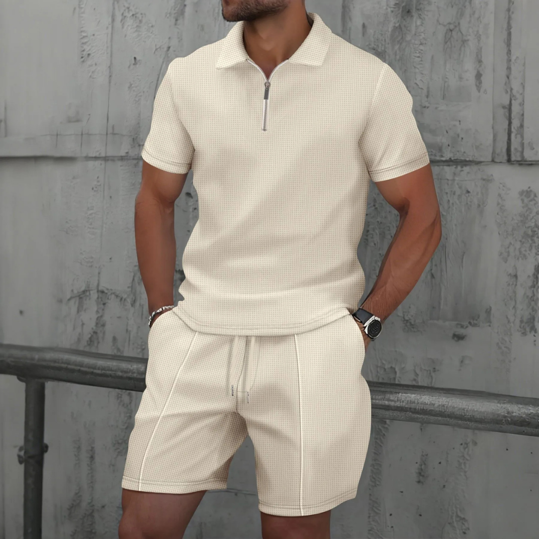 Herren-Kombiset | Poloshirt mit Reißverschluss und Shorts 0
