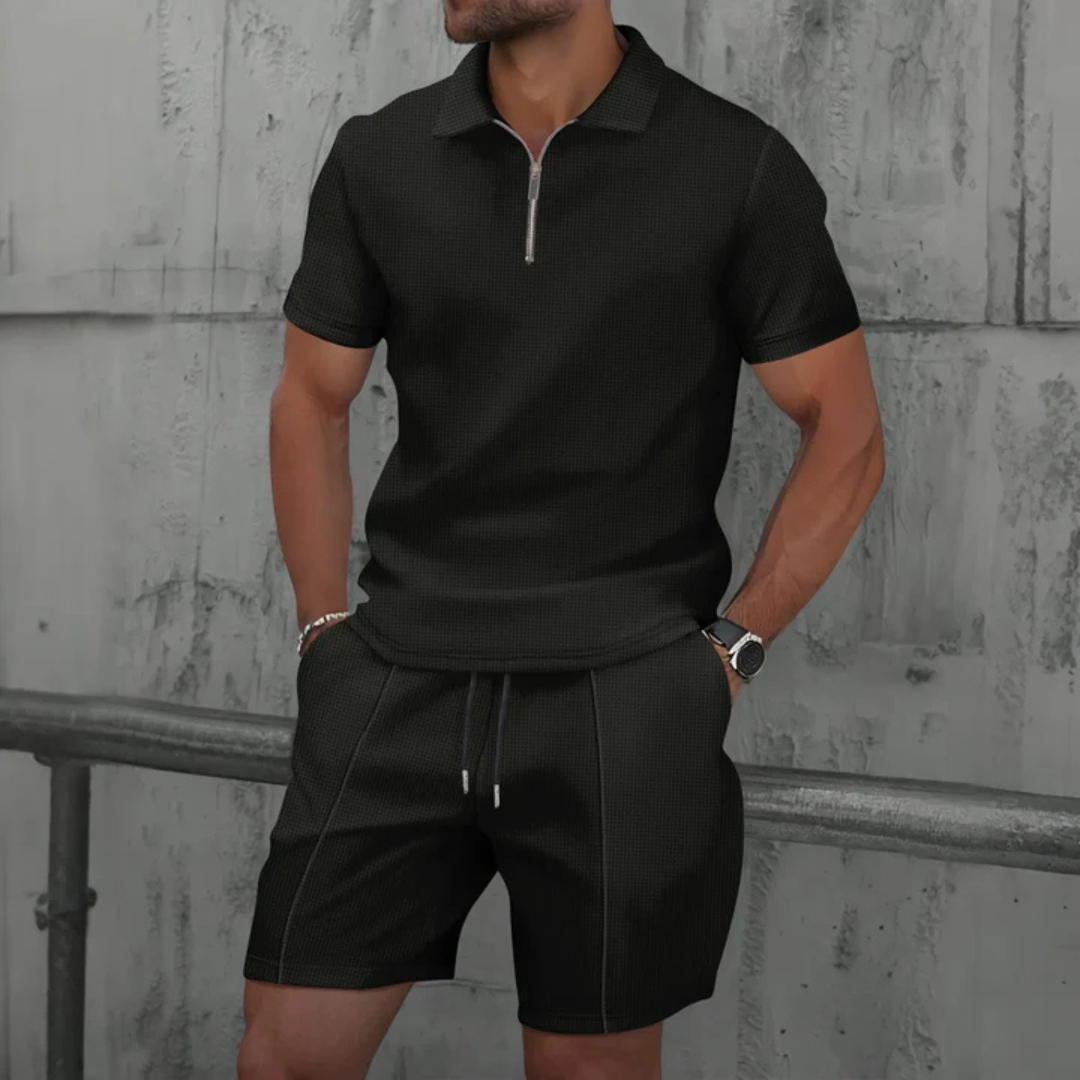 Herren-Kombiset | Poloshirt mit Reißverschluss und Shorts 4
