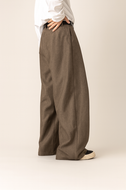 Herren Anzughose mit weitem Bein und hoher Taille 1