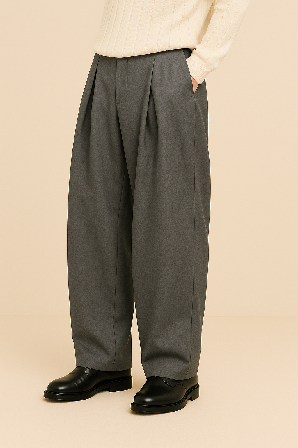 Herren Anzughose mit weitem Bein und hoher Taille 6